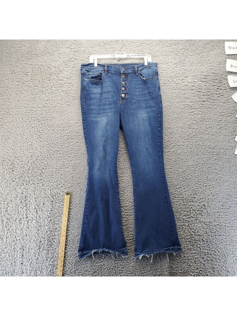 A.n.a Jeans Womens 16 Blue High Rise Flare Button Fly Stretch Denim *Read*